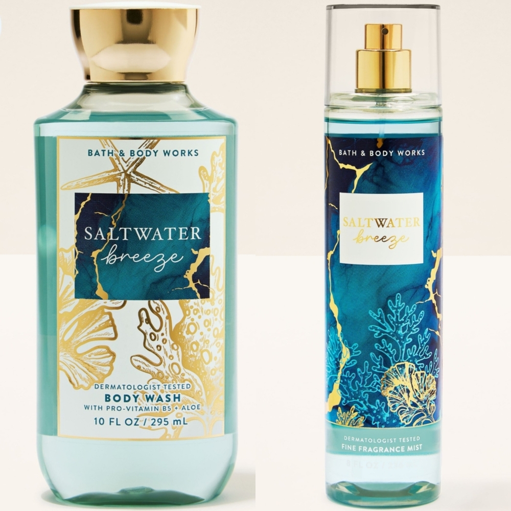 Bath Body Works Saltwater Breeze Body Wash & Fine Fragrance Body Mist Set NEW
